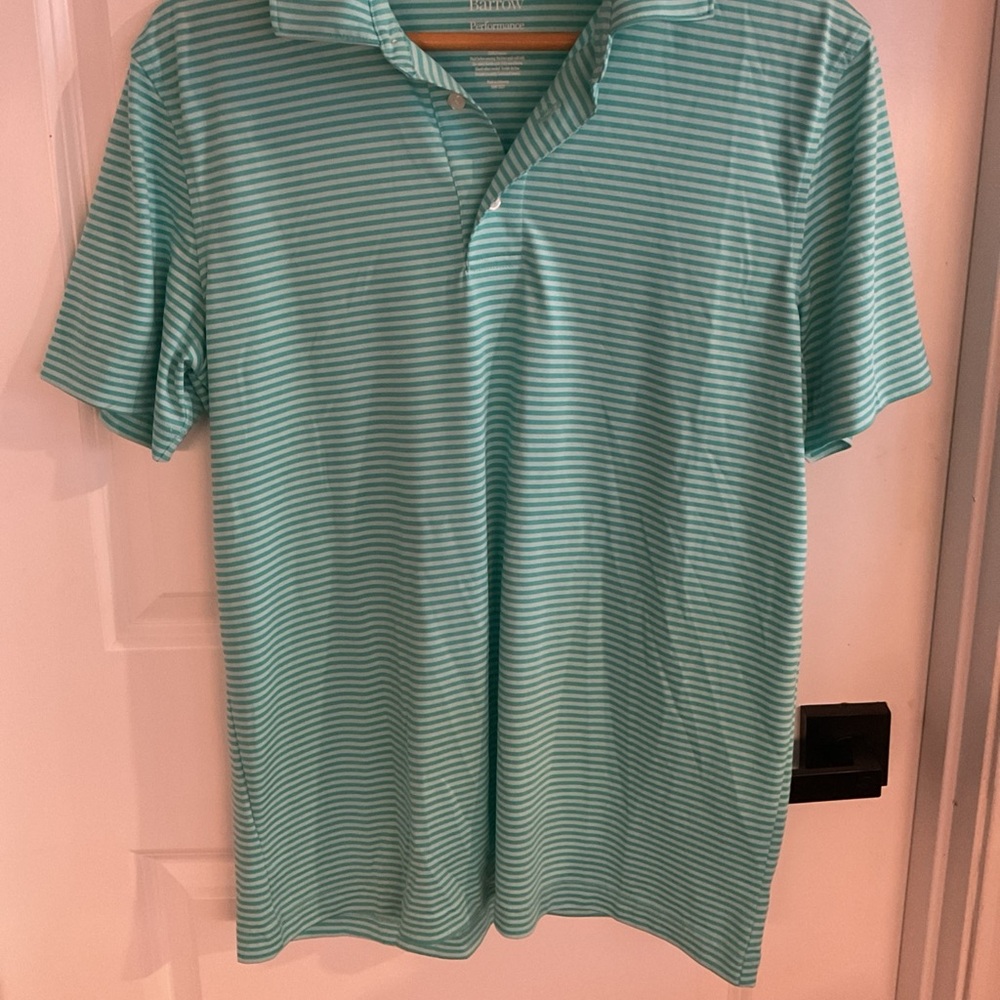 Croft & Barrow Performance Aqua Striped Short Sleeve Polo Shirt - Men’s Size Med - Picture 2 of 11